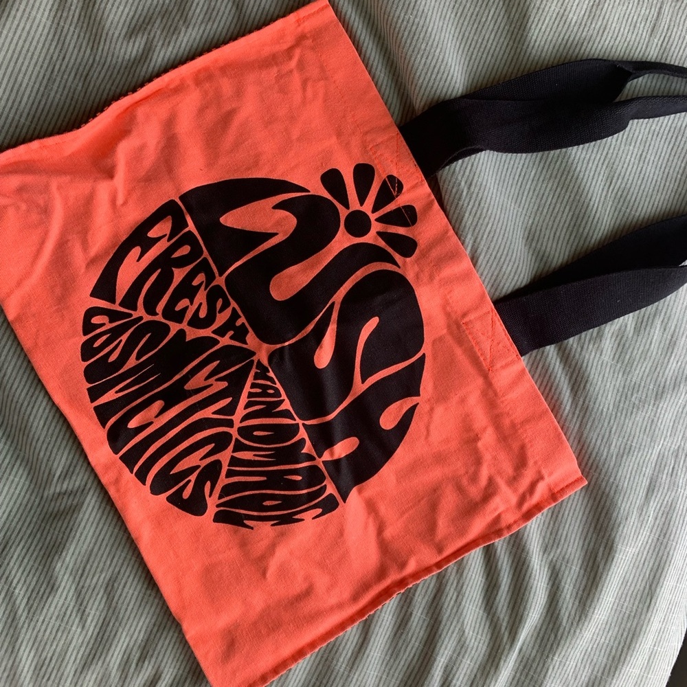 Lush Cosmetics Pink Orange Groovy Canvas Tote Beach Bag Reusable Shopping Bag